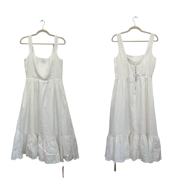 NWT Reformation Bucatini Linen midi dress in white - Picture 7 of 12